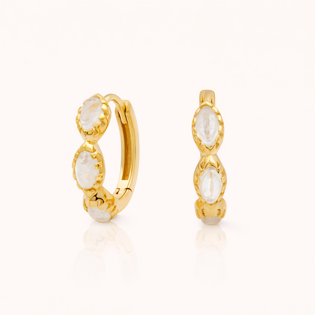 Elora Moonstone Huggie Hoop Earrings