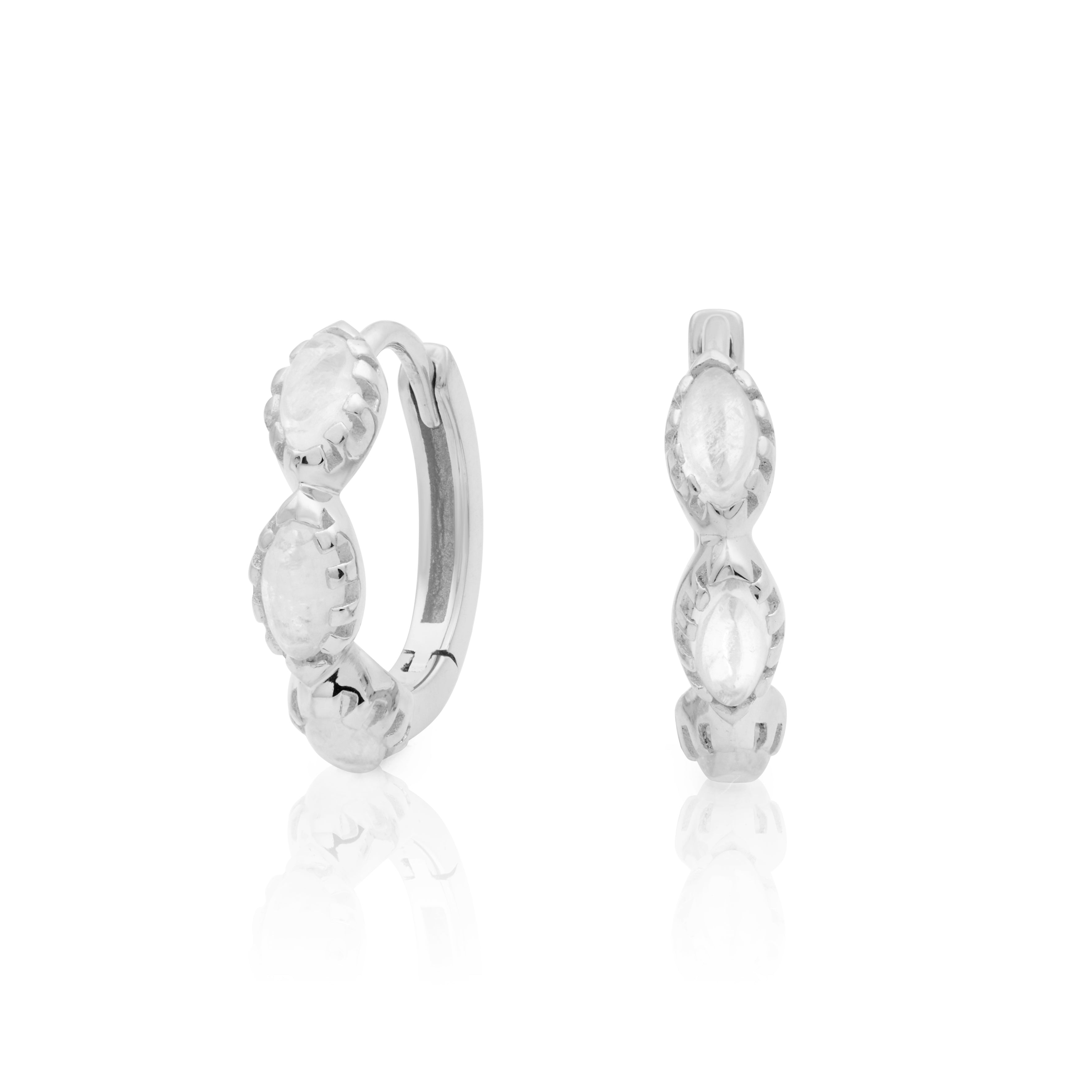 Elora Moonstone Huggie Hoop Earrings