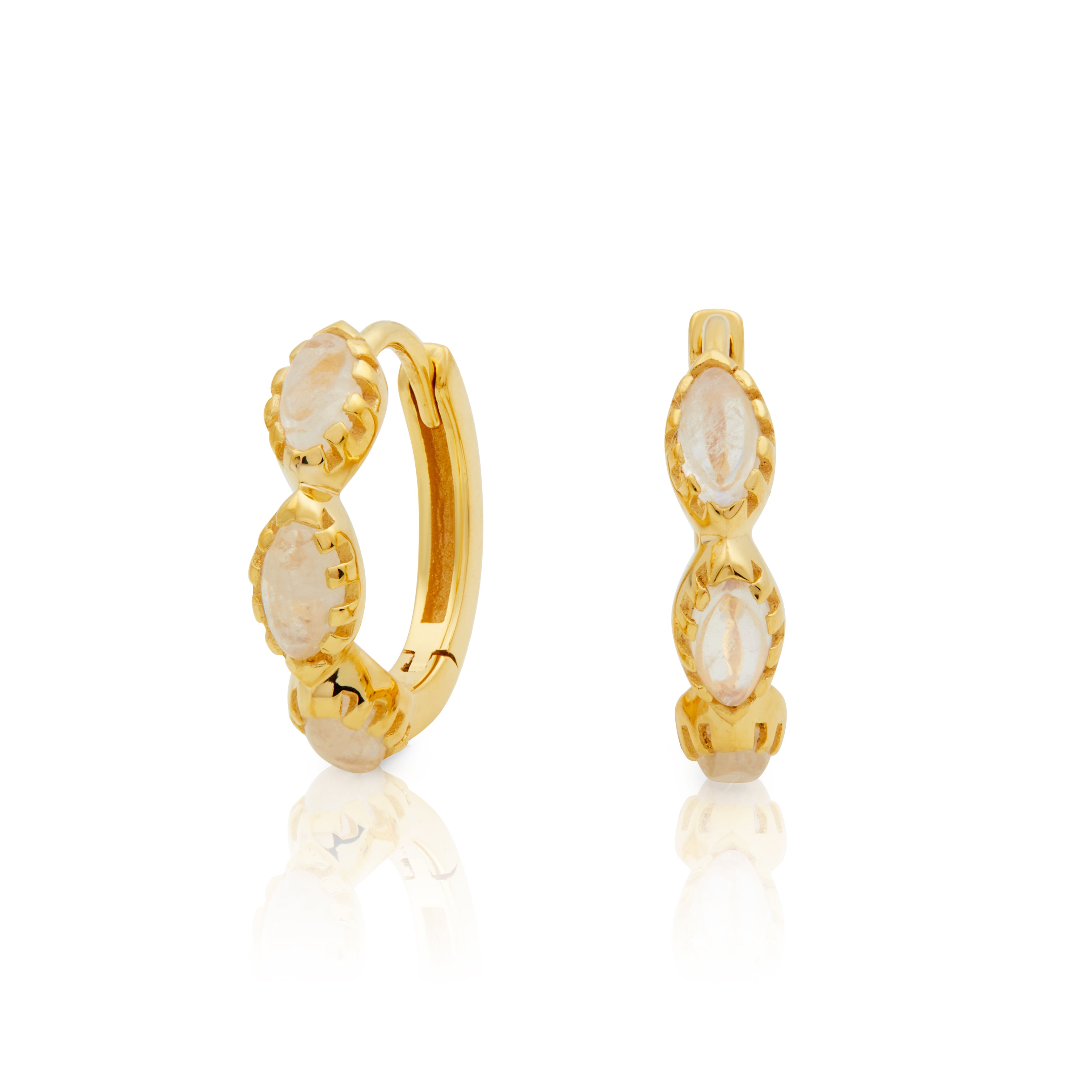 Elora Moonstone Huggie Hoop Earrings