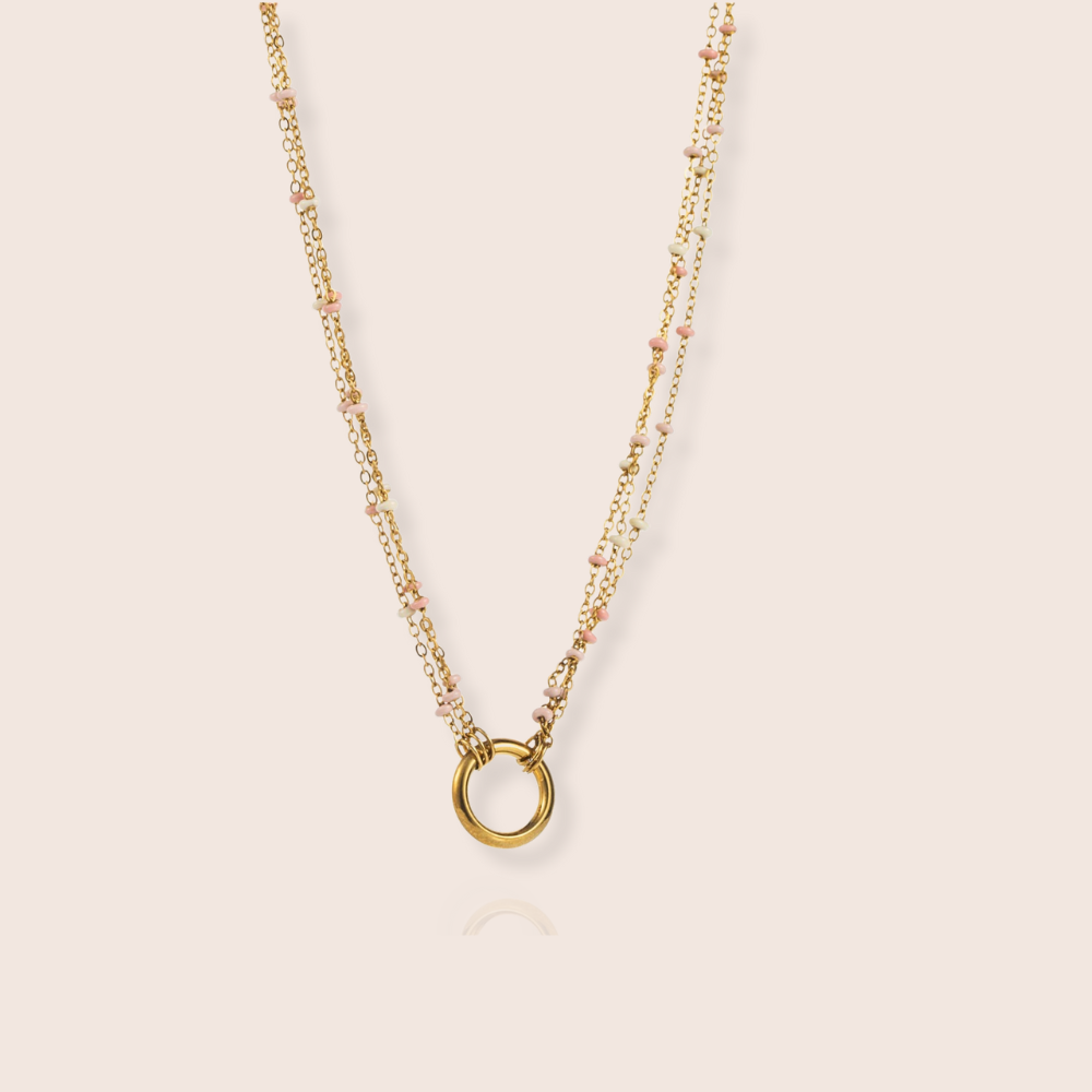 Circle Beaded Necklace - Pink