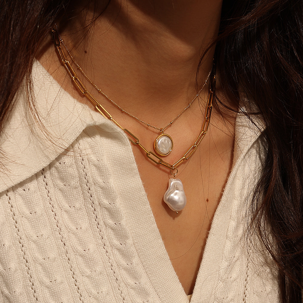 Molly Baroque Pearl Chain Necklace