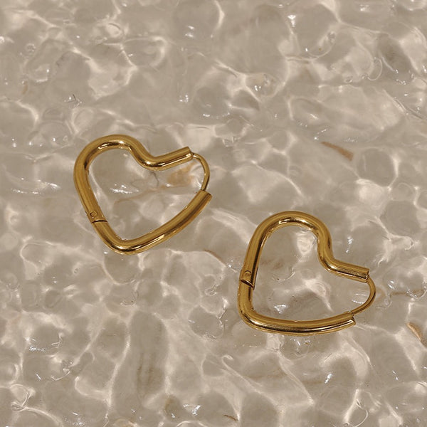 Rosy Heart Hoop Earrings