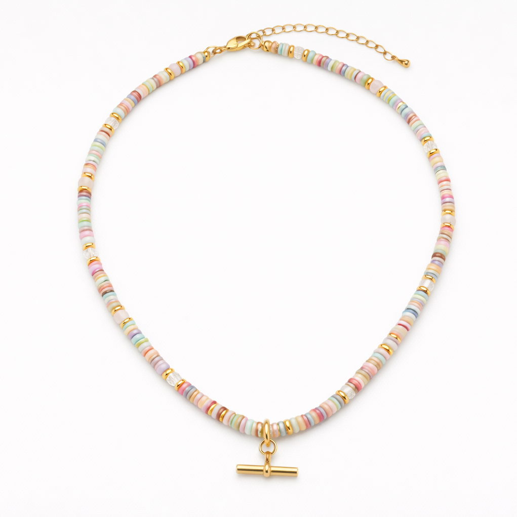 Bali Beaded T-Bar Necklace