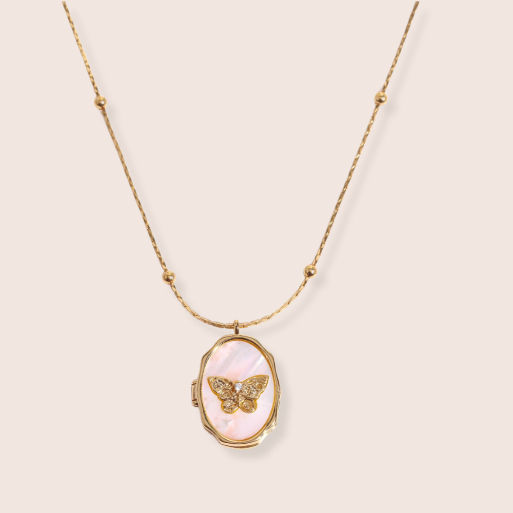 Ava Butterfly Locket Necklace