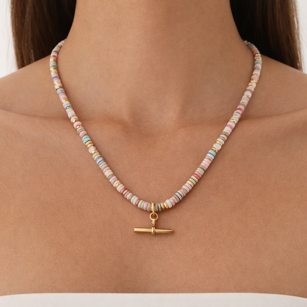 Bali Beaded T-Bar Necklace