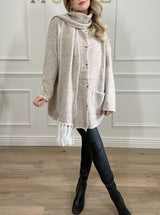 Connie Knitted Jacket with Scarf Taupe