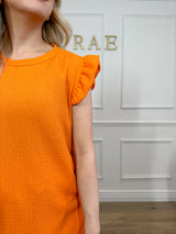 Adele Frill Sleeve Co Ord Trouser Set Orange