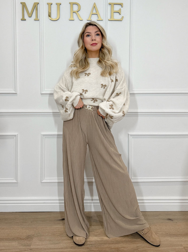 Carly Wide Leg Pleated Trousers