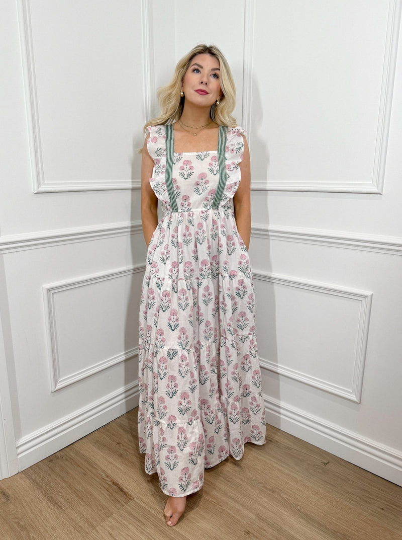 Meadow Block Print Dress - Maxi