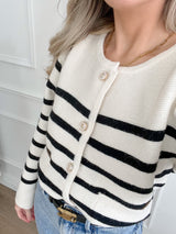 Audrey Stripe Cardigan with Gold Buttons