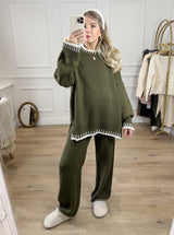 Camille Knitted Jumper and Trouser Co Ord Set Khaki