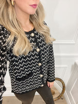 Charlotte Cardigan with Gold Buttons Black