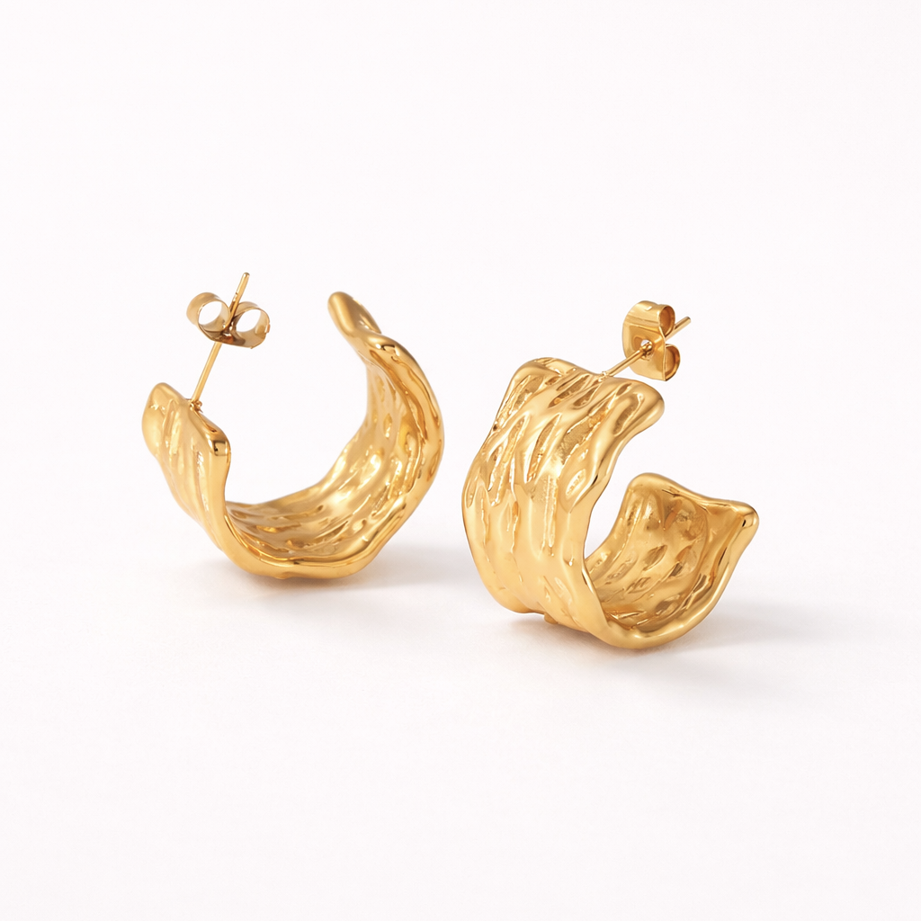 Lucia Textured Curved Earrings