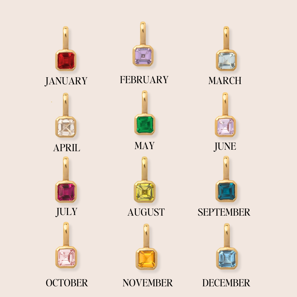 Birthstone Charm - Square