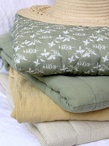 Green Floral and Stripe Quilt