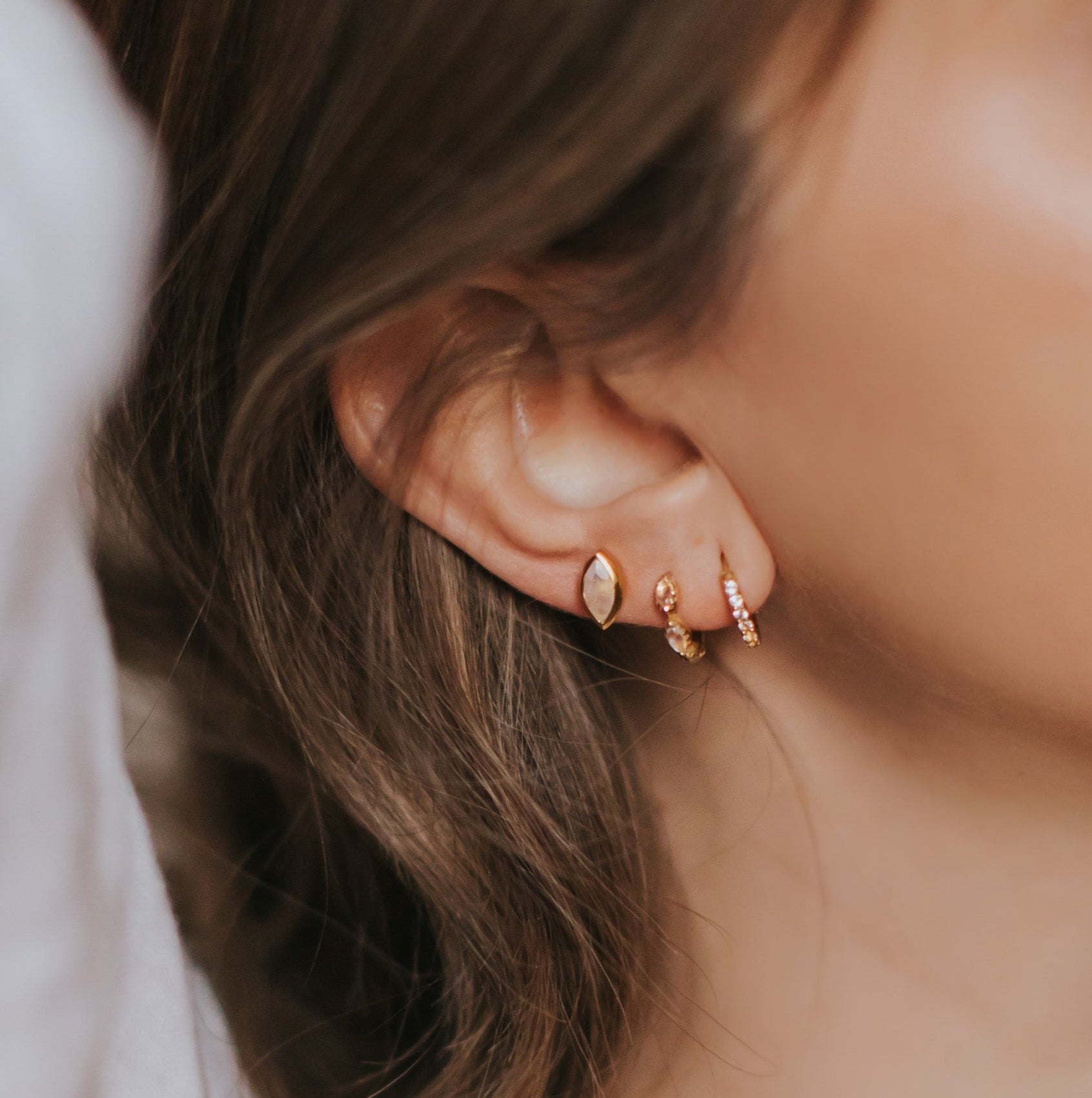 Leora Marquise Moonstone Stud Earrings