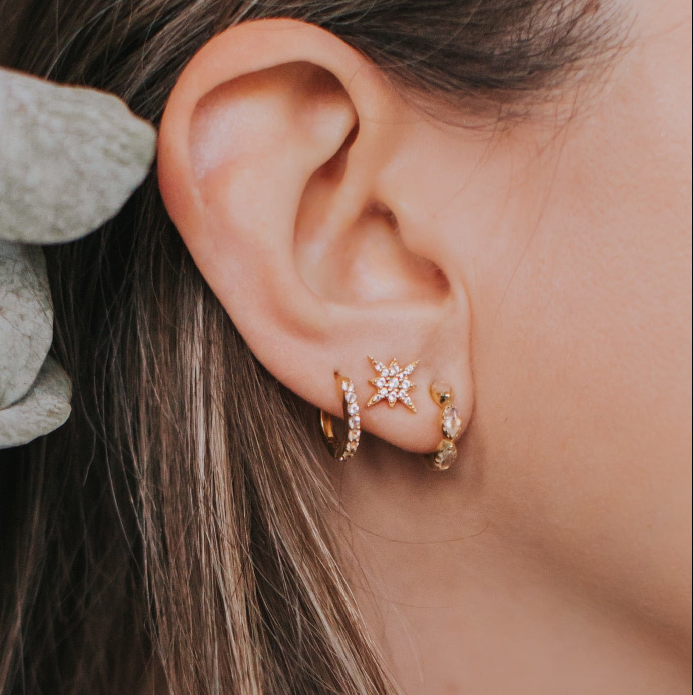 Elora Moonstone Huggie Hoop Earrings